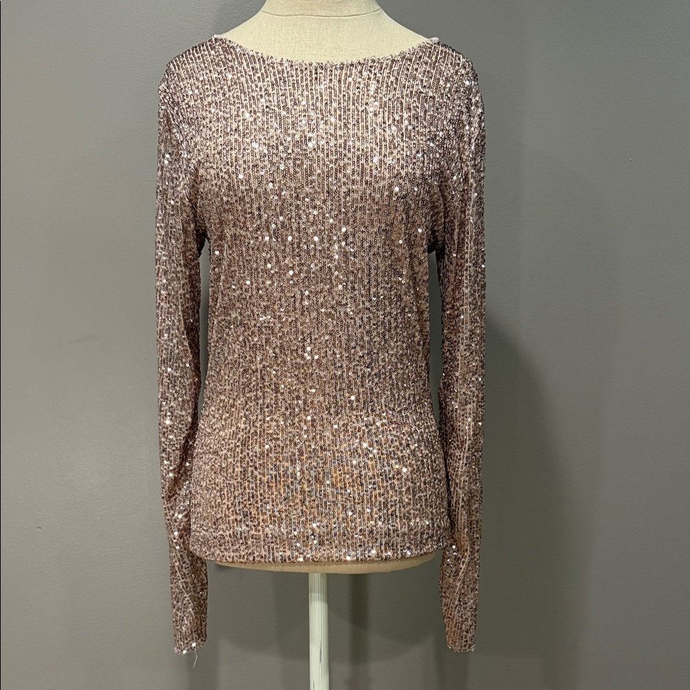 Free People Intimately Sequin Long Sleeve Top